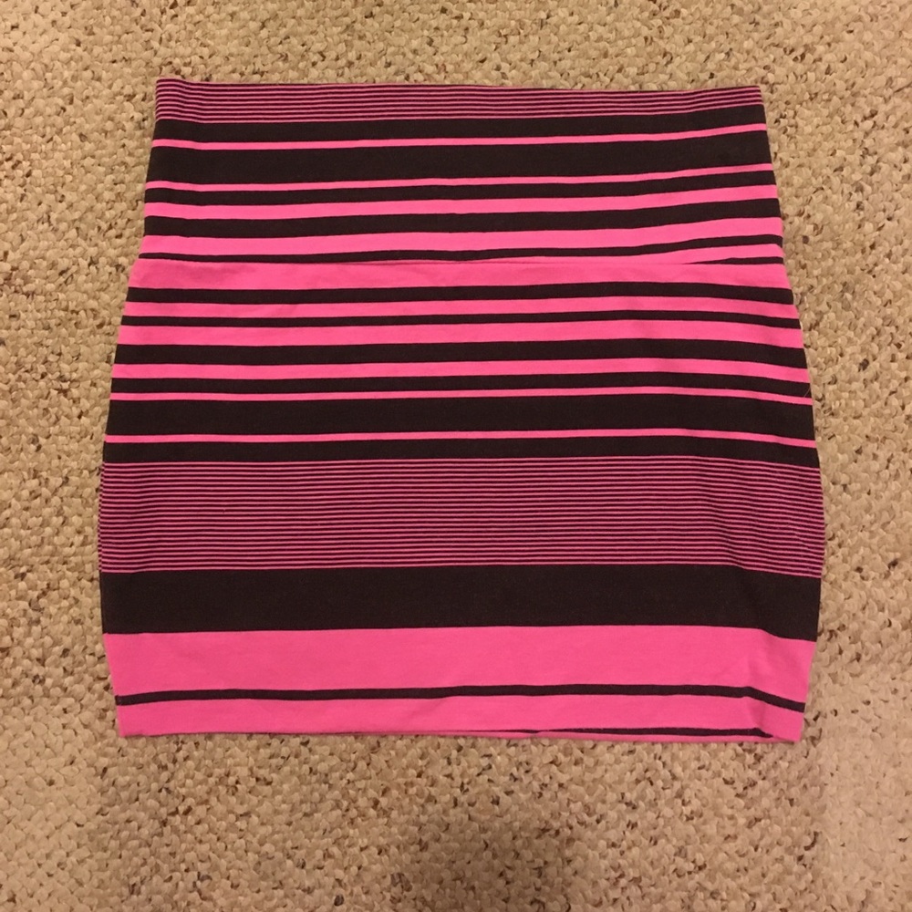 Pink stripe bodycon mini skirt