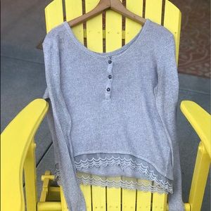 Sweater-Shirt with Lace Trimming