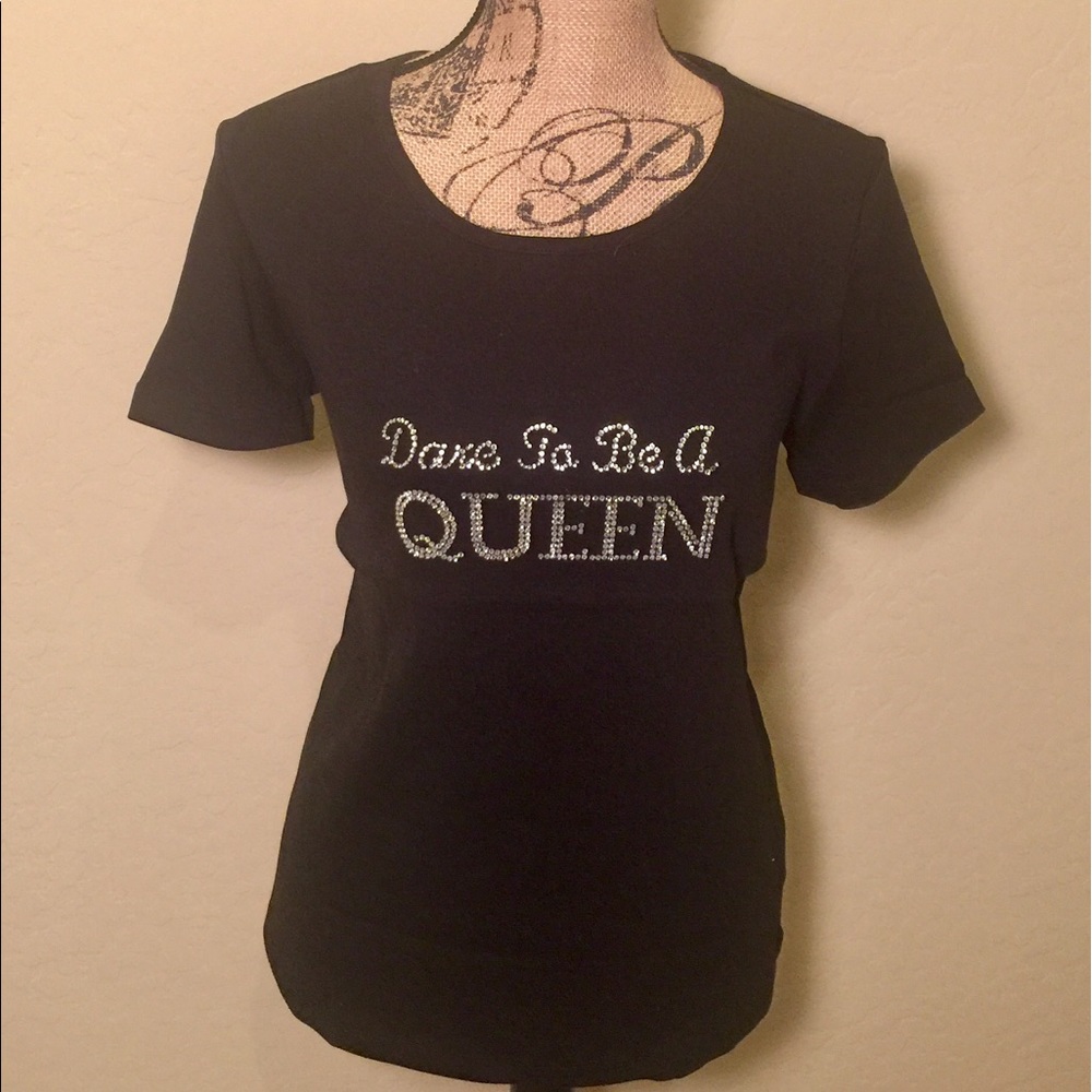 Women's Short Sleeve DTBAQ Rhinestone TSHIRT - L