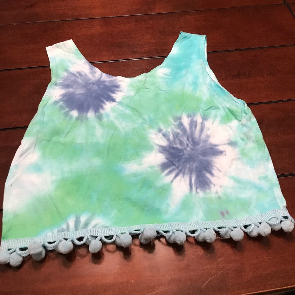 Tie dye crop top with Pom poms