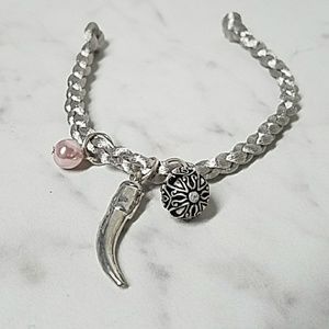 B536 💎3/$12 Silver BrIded Rope Bracelet