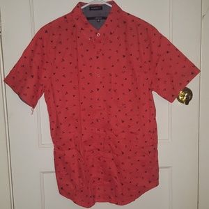 Orange pattened collared shirt