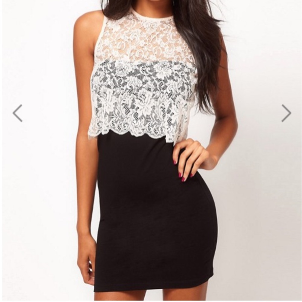 ASOS mini bodycon dress with lace top