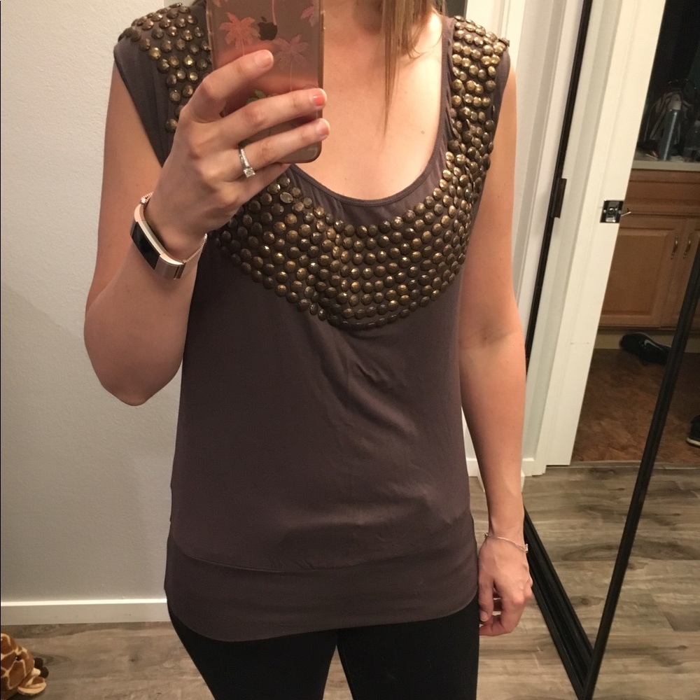 Brown cap sleeve top