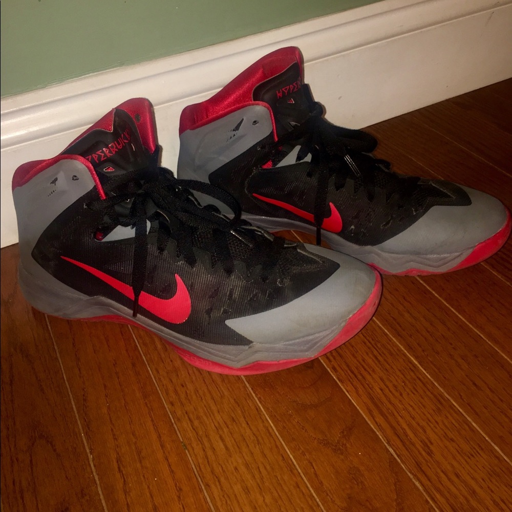 Red and Black Nike Zoom Hyperquickness Sneakers