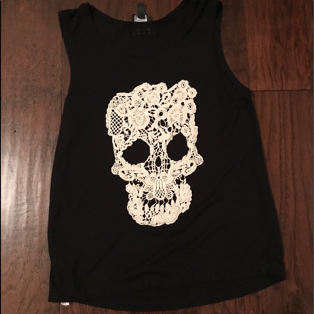 MNG by Mango black skull crotchet top