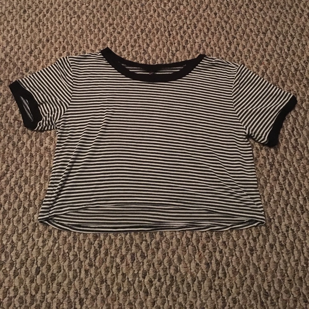 Black and White Striped Crop Top