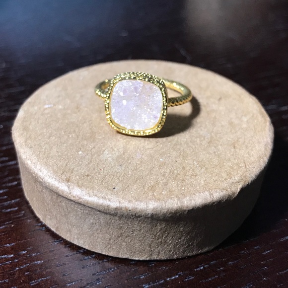 Frosted Druzy Ring 24k Gold Titanium - Picture 3 of 8