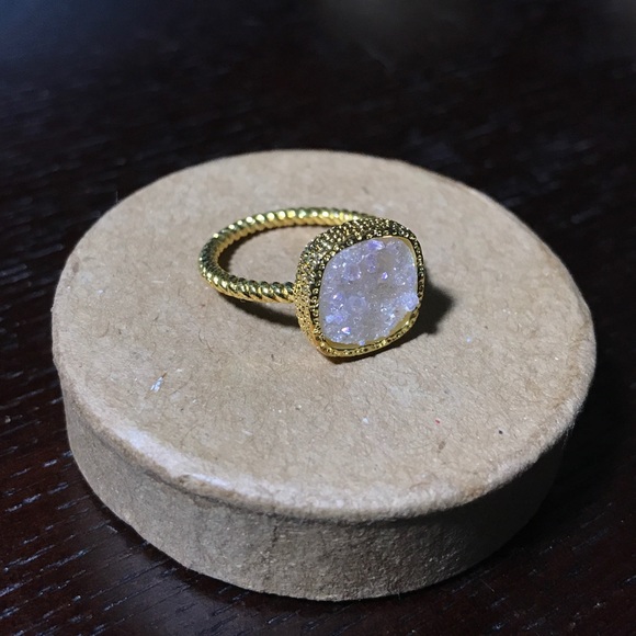 Frosted Druzy Ring 24k Gold Titanium - Picture 5 of 8