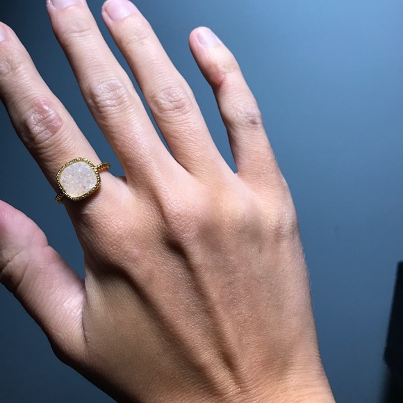 Frosted Druzy Ring 24k Gold Titanium - Picture 4 of 8