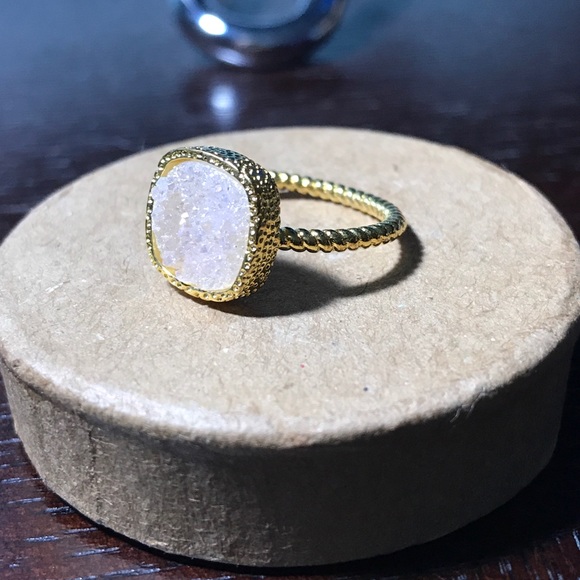 Frosted Druzy Ring 24k Gold Titanium - Picture 2 of 8