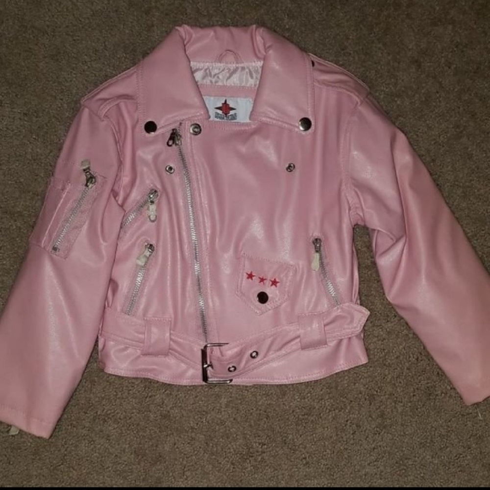 《Bike Star》pink•faux leather•USA•Moto jacket