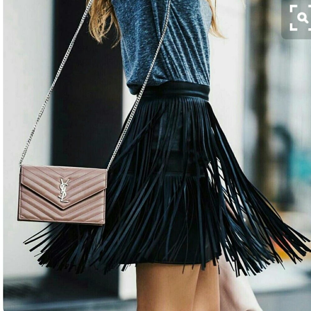 Black fringe skirt