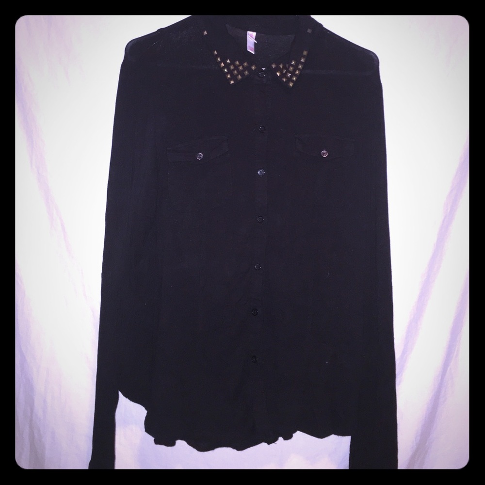 Black studded button up sweater