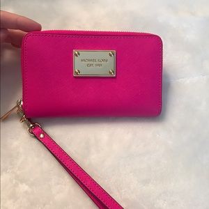 Michael Kors hot pink wristlet