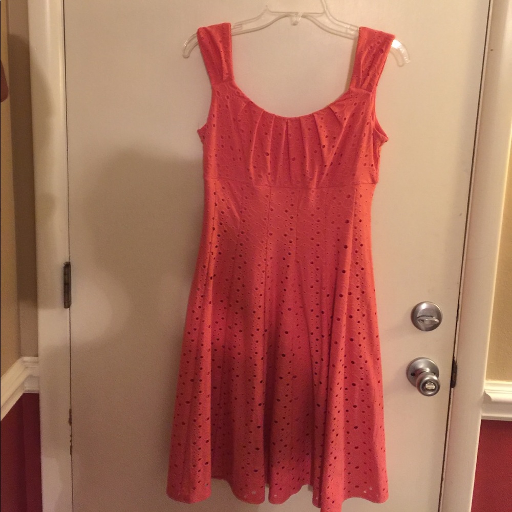 Maggy L Coral eyelet dress