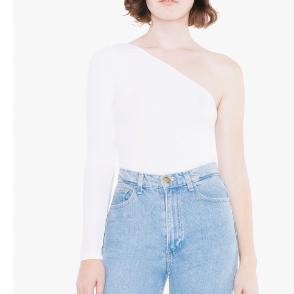 One Shoulder Long Sleeve White Top