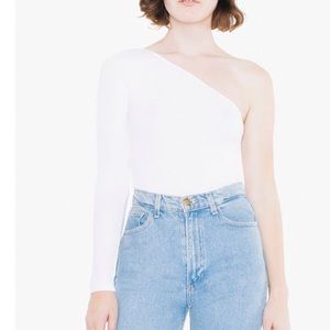 One Shoulder Long Sleeve White Top