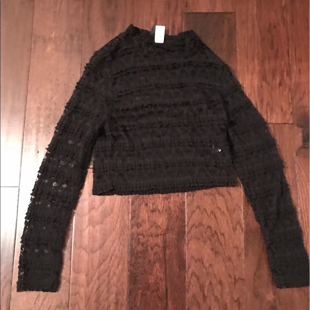 H&M lace high neck black top