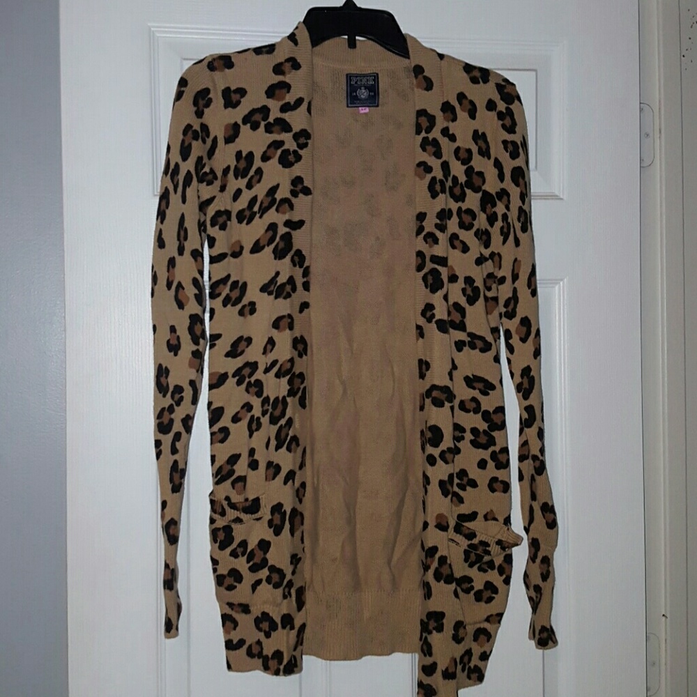 PINK cheetah print cardigan
