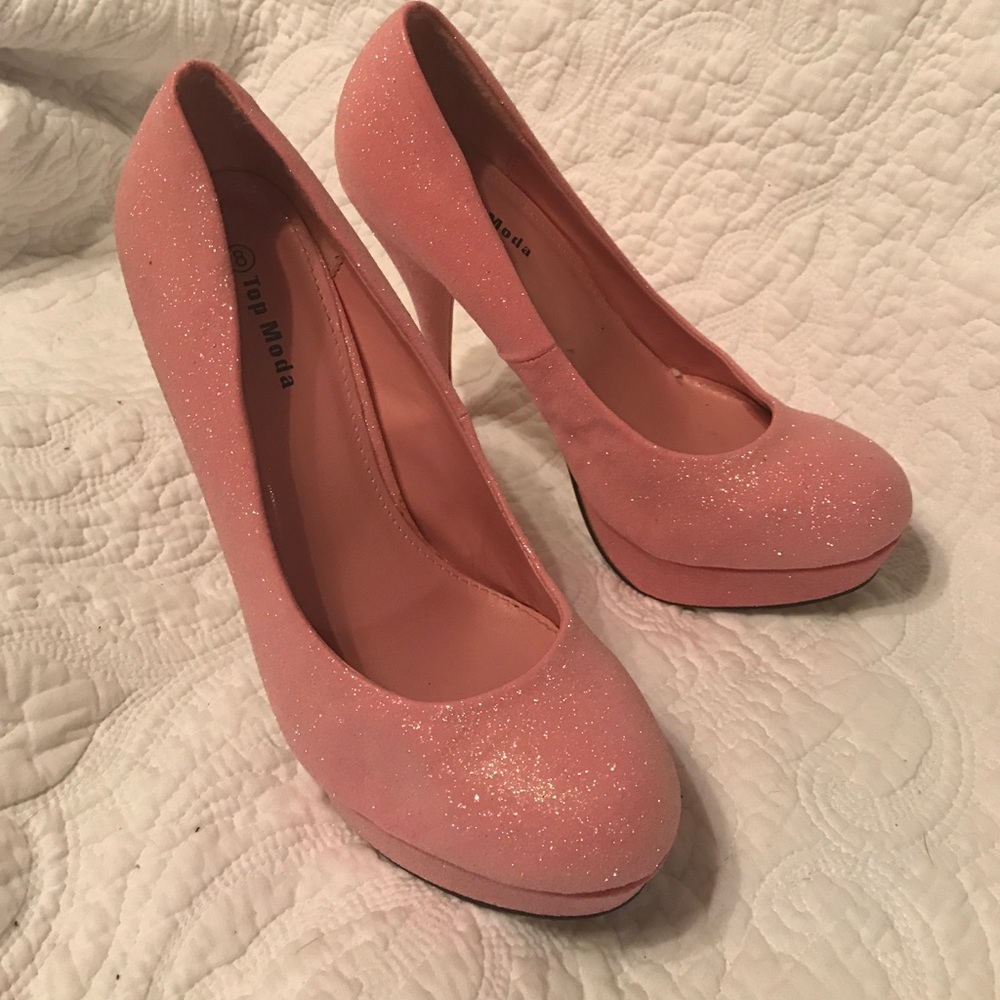 Pink sparkle heels