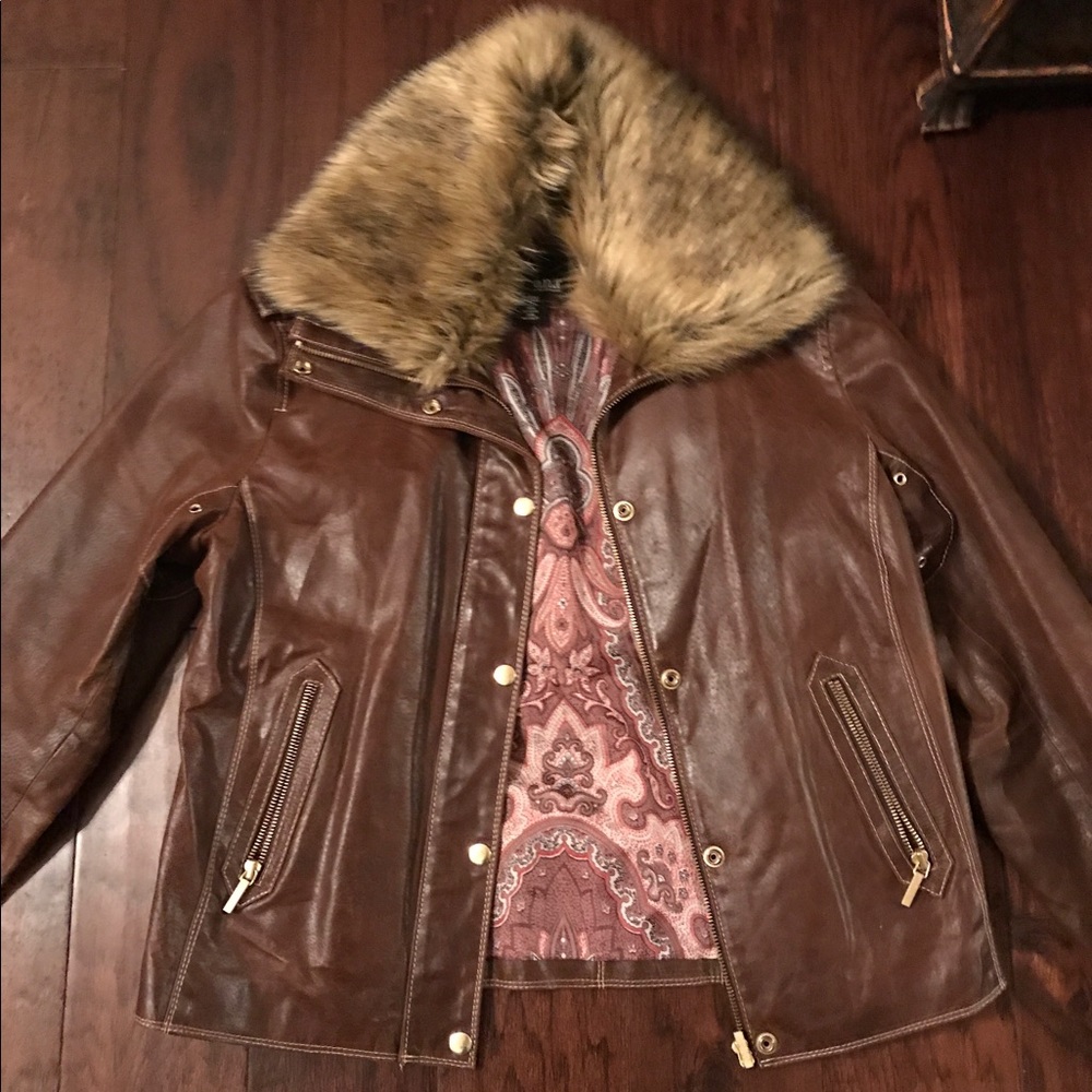 Faux leather and faux fur winter jacket