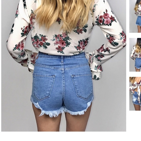 Destructed High Rise Denim Short - Picture 6 of 6