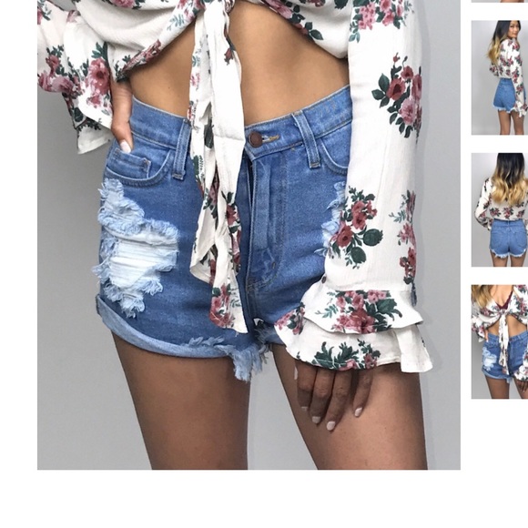 Destructed High Rise Denim Short - Picture 2 of 6