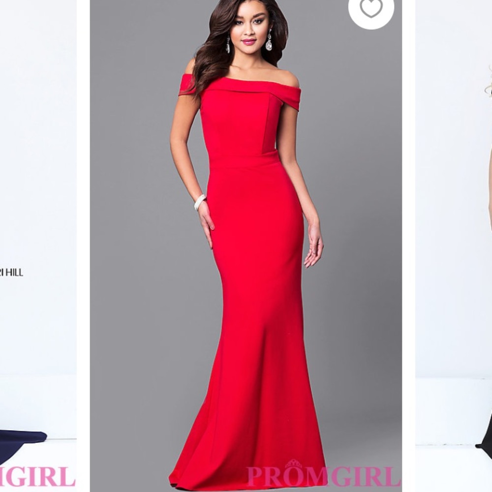 Sherri Hill long off the shoulder dress (RED)