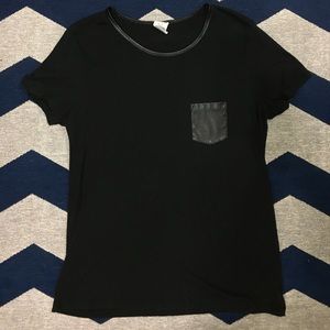 VS Pink Faux Leather Accent Tee