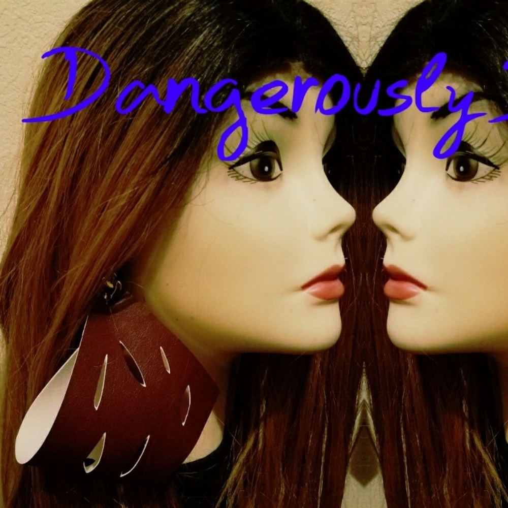 Dark burgundy fashion big earrings