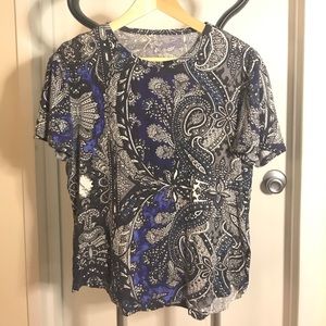 Men's Size S Blue Paisley Print T, as is