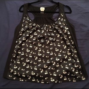 Black racerback cherry printed tank top