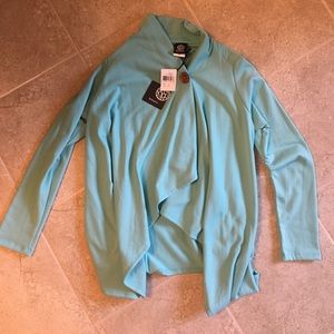 NWT Blue Bobeau One button fleece Cardigan