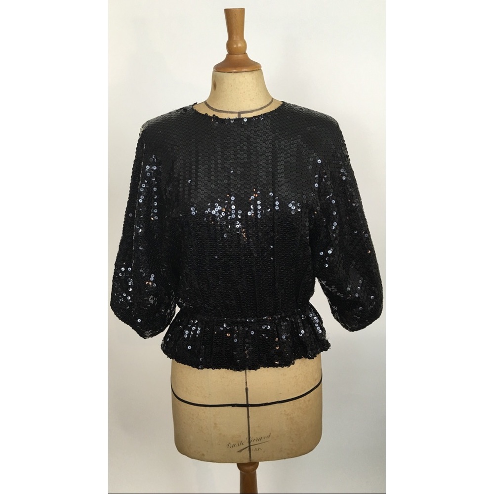 Vintage Black sequined blouse