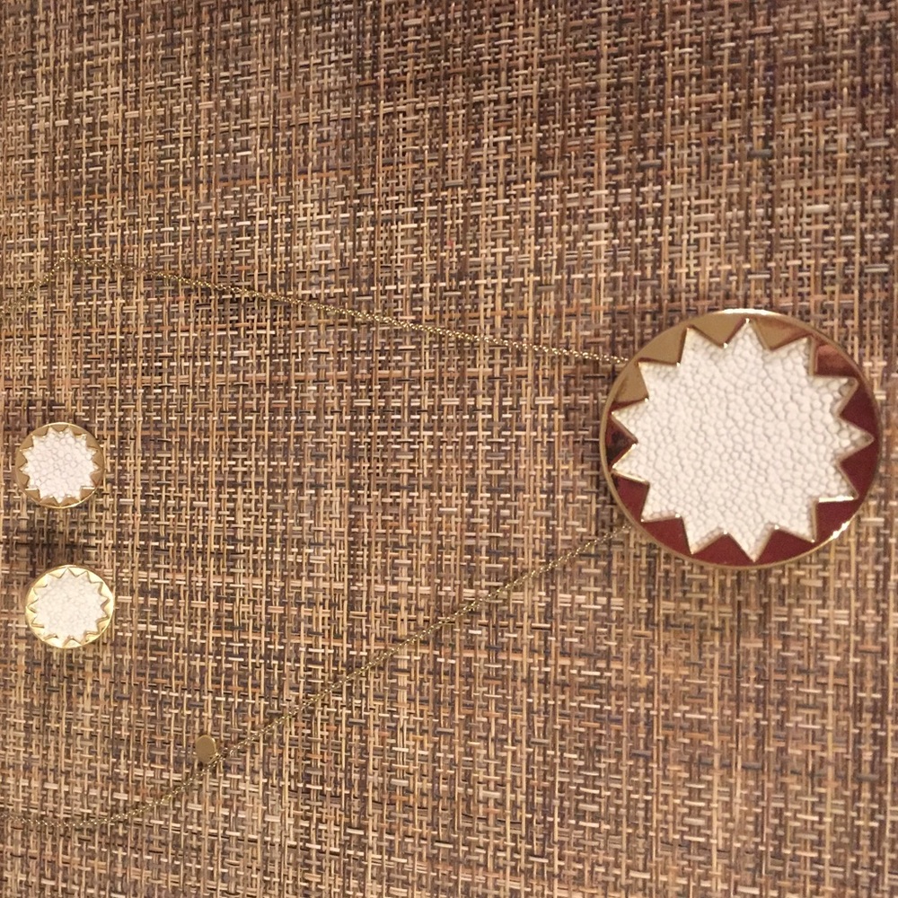 House of Harlow Necklace and Earrings, gold&white