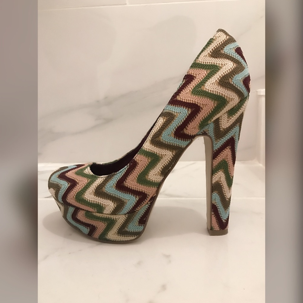 Madden Girl Crochet Chunky Platform Heels