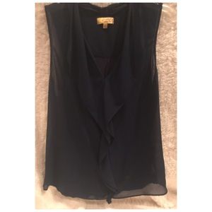 Jrs Vera Wang Blue Short Sleeve Blouse