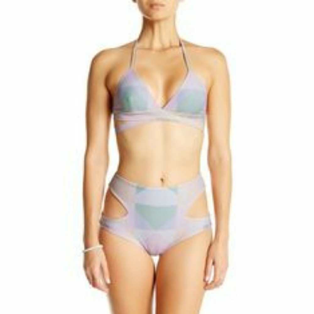 Mara Hoffman geometric high waisted bikini bottoms