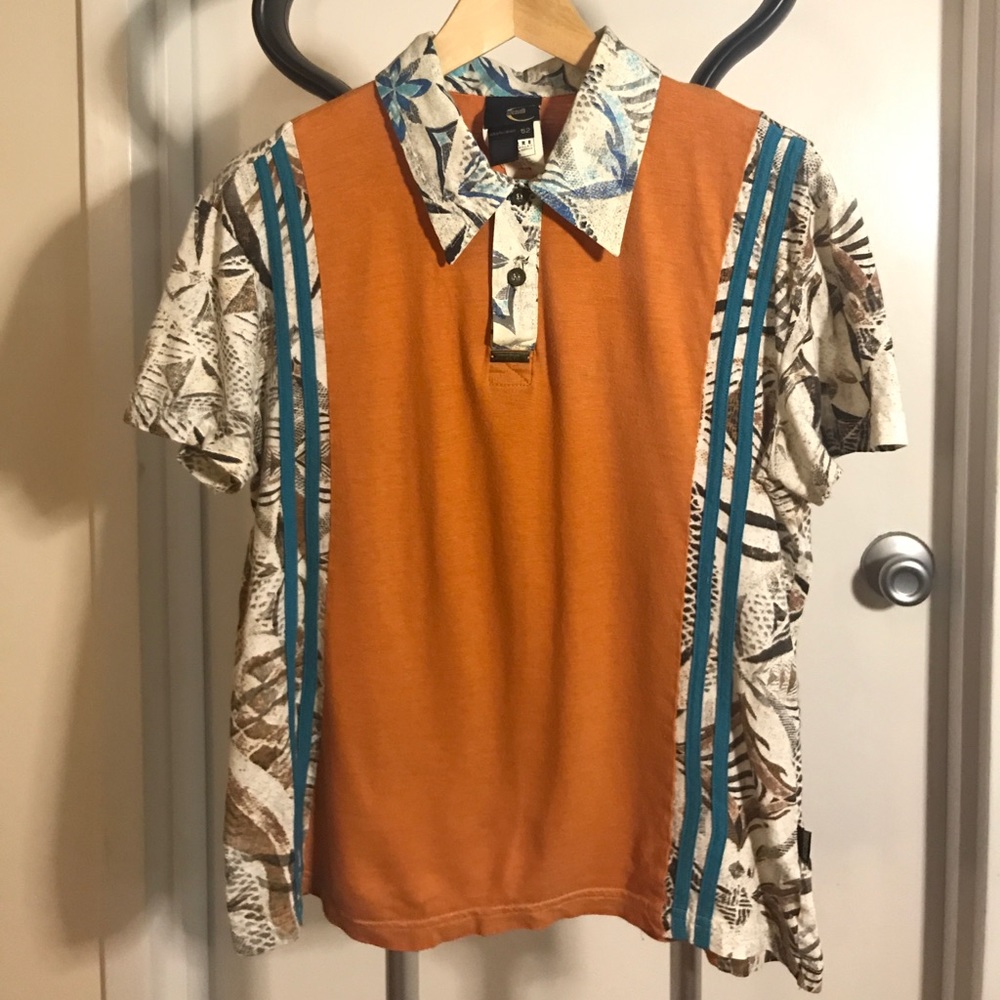 Men's Just Cavalli Orange/Floral print polo
