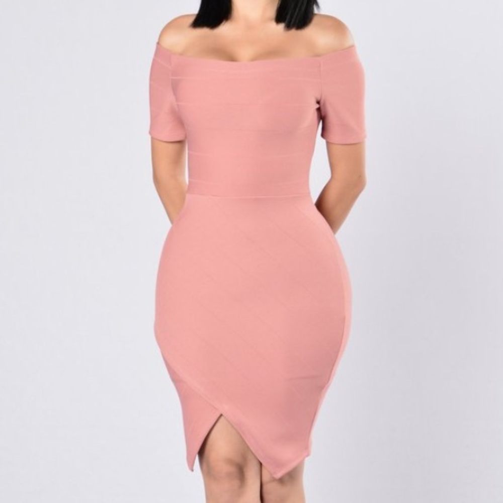 Rose Pink off the shoulder dress