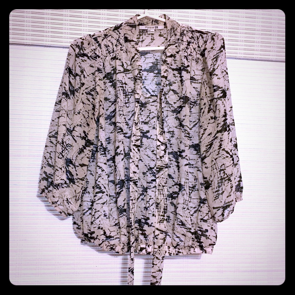Sheer Black and White Blouse