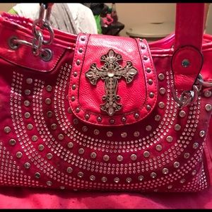 Hot pink bling cross purse