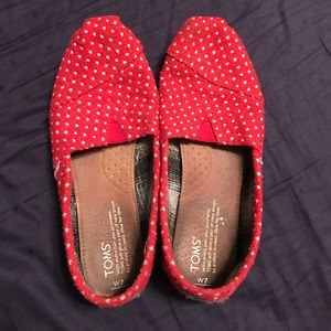 TOMS Flannel Shoes - Red Polka Dots