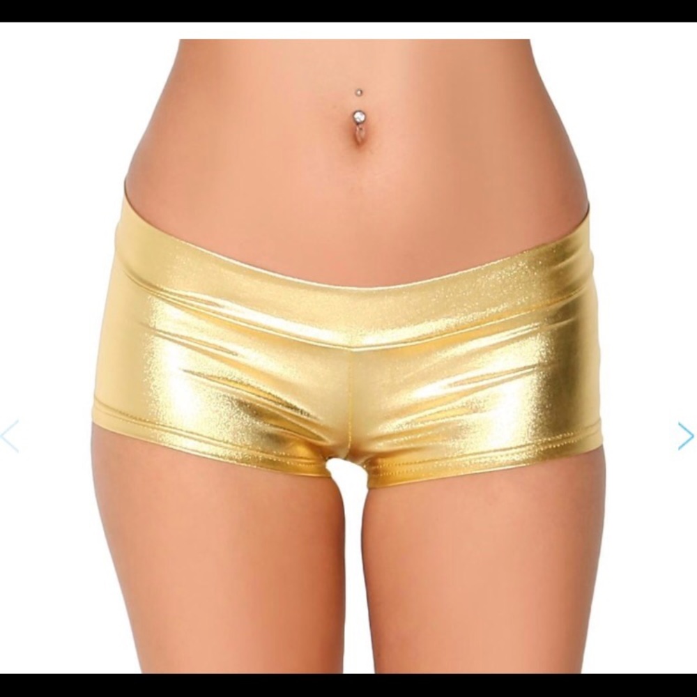 Gold cheeky rave shorts