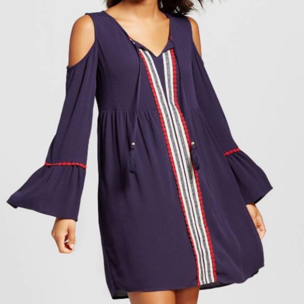 Xhilaration navy blue cold shoulder dress -- came