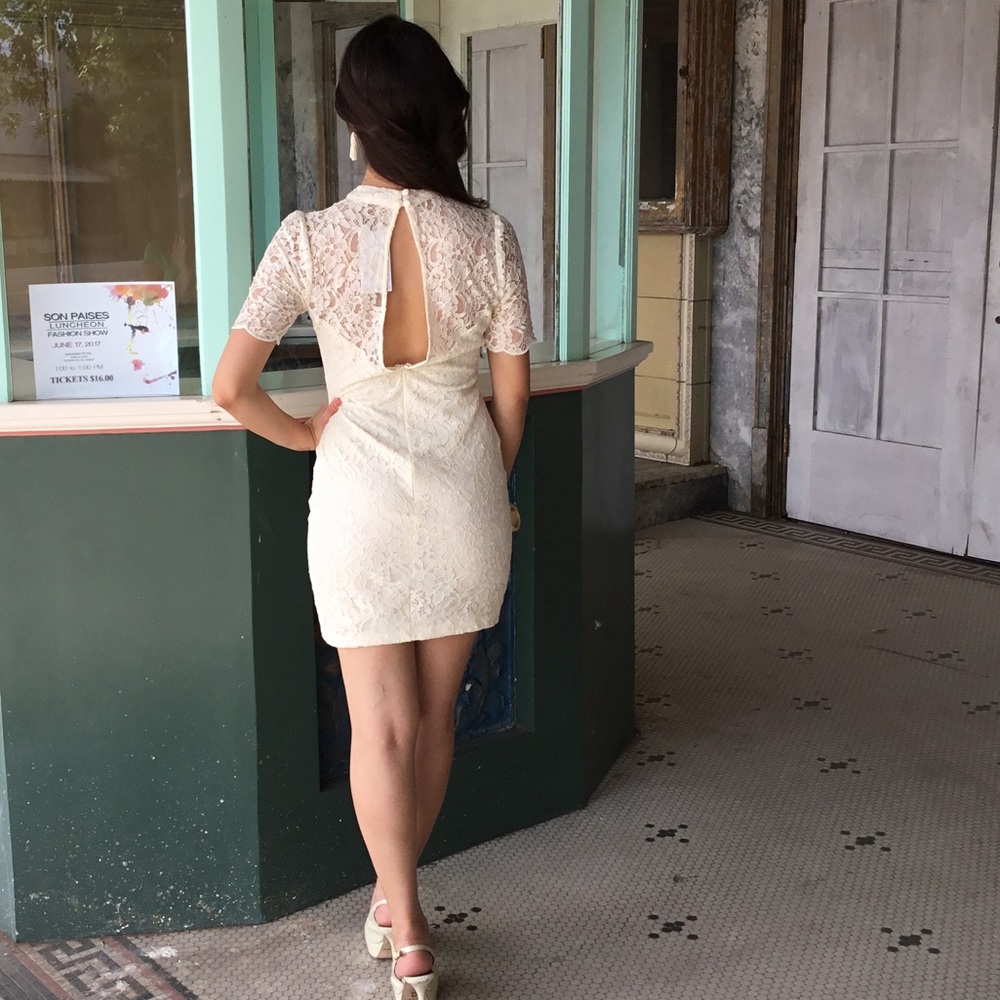 Lace Creme Dress-LAST ONE - Picture 3 of 7
