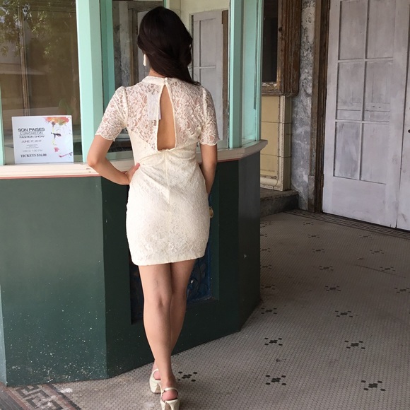 Lace Creme Dress-LAST ONE - Picture 3 of 7