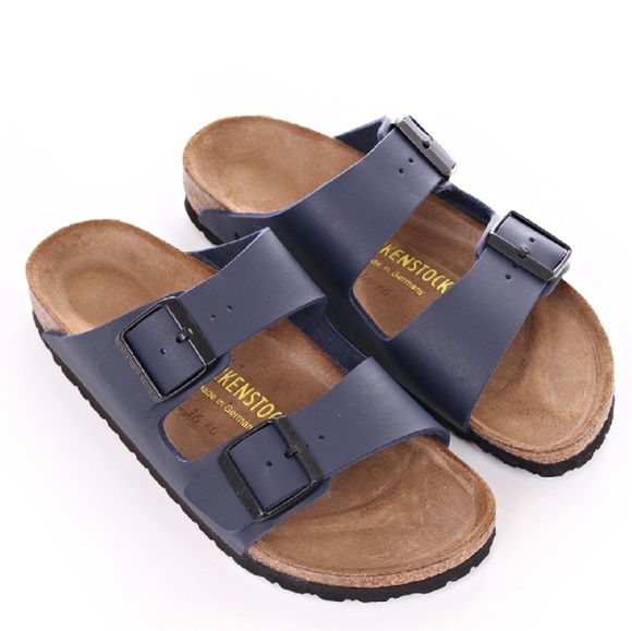 narrow navy sandals