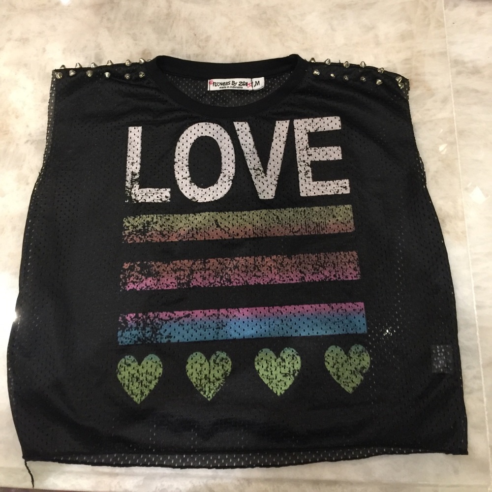 Black tank top with Love on it